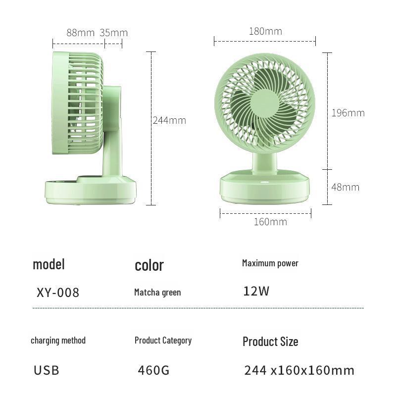 7-Zoll USB Tragbarer Luftzirkulationsventilator für Zuhause, Büro oder Wohnheim mit Verstellbarem Tischständer