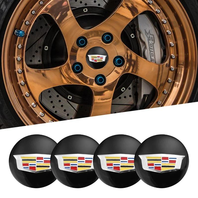 60/65MM Car Wheel Center Hup Emblem Stickers for Cadillac ATS CTS DTS STS SLS SLR XLR Seville Tiburon CT6 Escalade Accessories