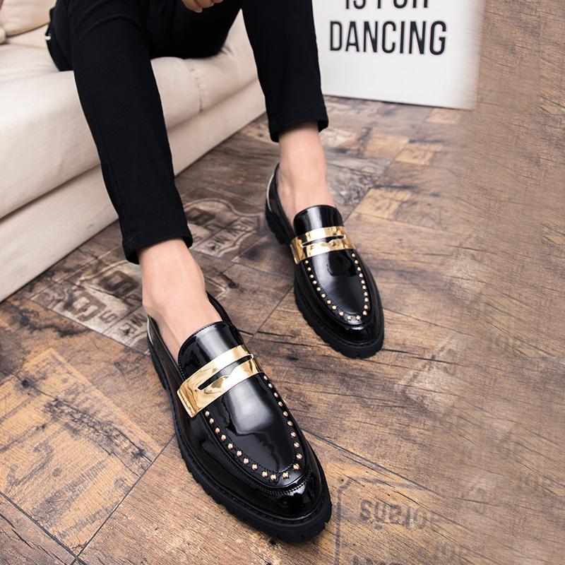 Luxury Brand Men's Shiny Leather Shoes Soft Soles Comfortable Loafers Versatile Commuting Shoes Men's Business Casual Shoes