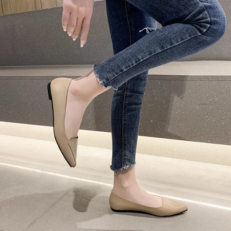 Mode Koreanische Schuhe Damen Mokassins Damen Schuhe Flachmaul Herbst Spitzzehe 2024 Sommer Kleid Neu Herbst Uni Flach Basic Fash