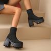 Plus Size Shoes for Women 36-42 Autumn Fashion Women Platform High Heel Non-slip Comfortable Ankle Boots Casual Women Footwear