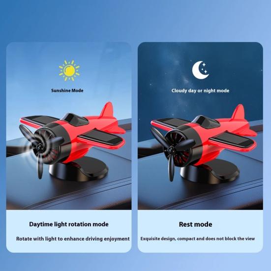 Decorazione Auto Aeroplano ad Energia Solare Ornamento Dinamico da Cruscotto con Movimento Planante Elica Silenziosa Rotante Piccola Aeroplano Accessori Drift
