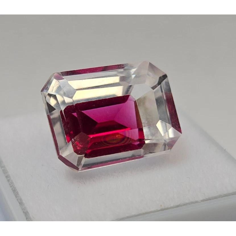 Emerald Cut Natural Pitambari Sapphire Bi-Color 16+ Ct Fabulous Gemstone