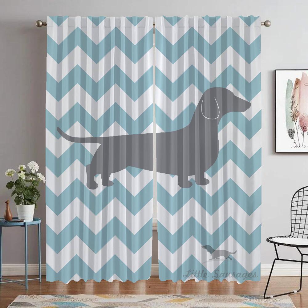 

Anti-mosquito Curtains 2 Pieces Dachshunds Living Room Curtain Kitchen Curtains for Camera Halloween Decoration Partition Shades W50xH70cmx2pcs-CL