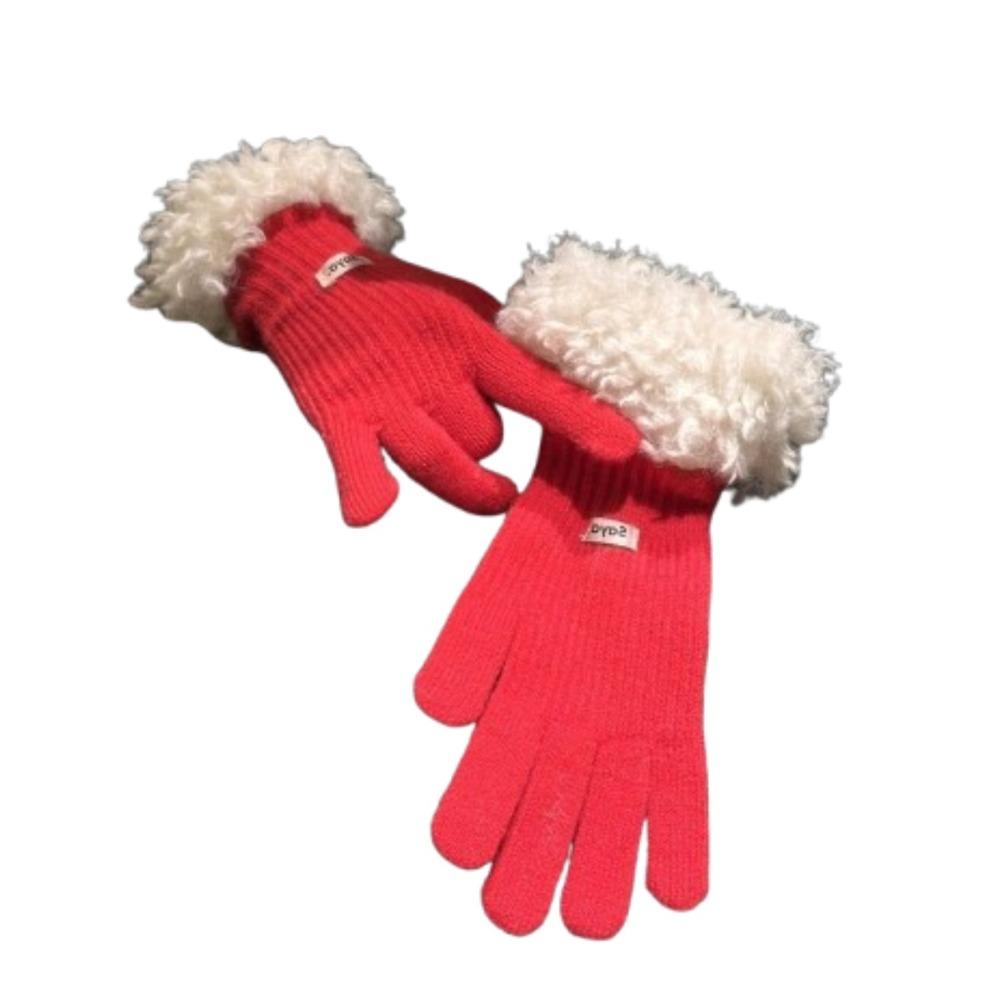 Knitted Lamb Wool Gloves Finger-splitting  Gloves Simple Women Mittens  Female