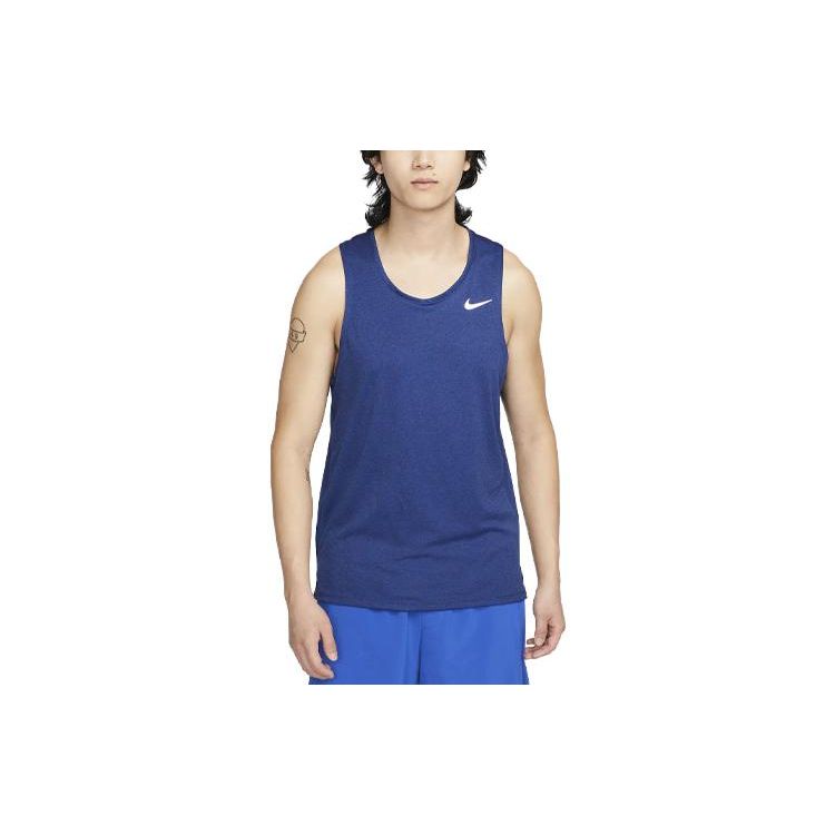 

Nike Dri-FIT Miler Running Tank Solid Logo Sports Crew Neck Vest Men Tops Blue DV9322-480 S