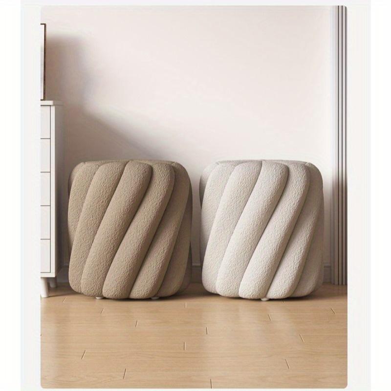 Soft Faux Fur Fluffy Vanity Chair Round Stool Wooden Makeup Stool for Girls Bedroom Living Room Home Nail Salon Seat StylishCozy