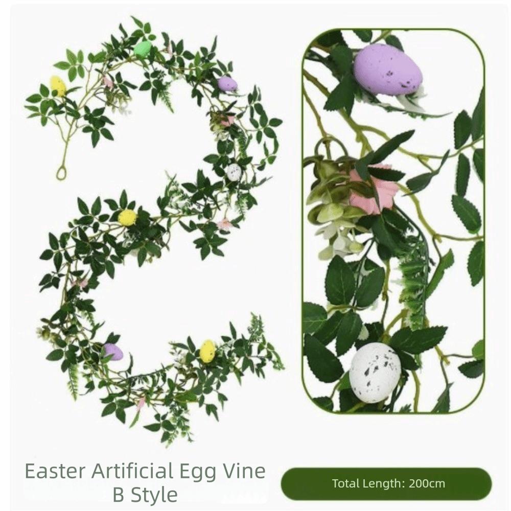 Green Leaf Easter Eggs Tactile Soft Rubber Simulation Flowers Vine Decorations Colorful Egg Artificial Eucalyptus