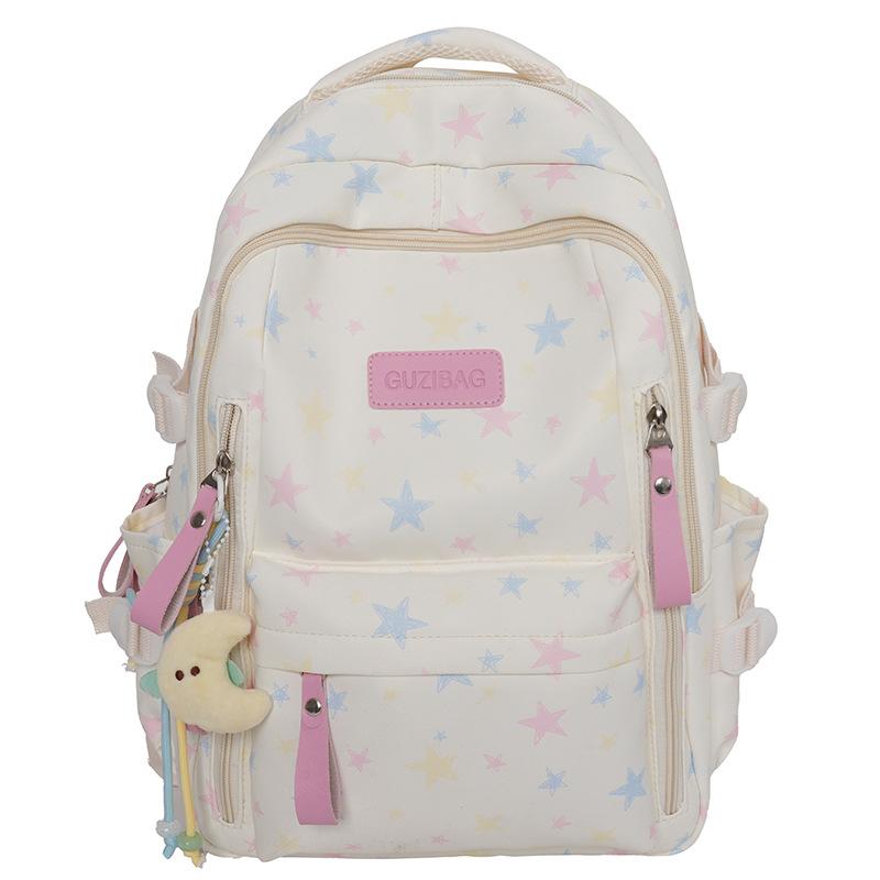 College-style Backpack for Female Junior High School Students, Korean Versi, Large Capacity, Five-pointed Star Backpack for Hi