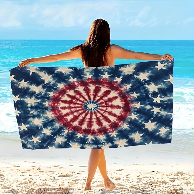 American Flag Tie Dye Beach Towel 1Pc 2D Flat Printed Microfiber Sandproof Waterproof 4th Of July Pool Bath Towel Picnic Mat