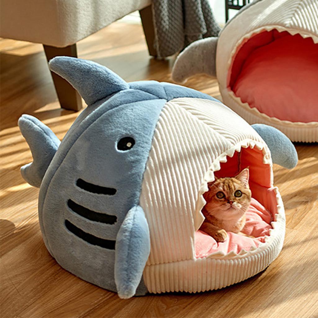 Cat Cave Bed Cat Cave Mat House Shark Shaped Warm Versatile Decorative Cozy Soft Cat Cave Bed for Dog Pet Shark Shaped Cat House