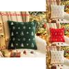Luxurious Embroidered Sequin Christmas Tree Throw Pillow Cover With Snowflake Design