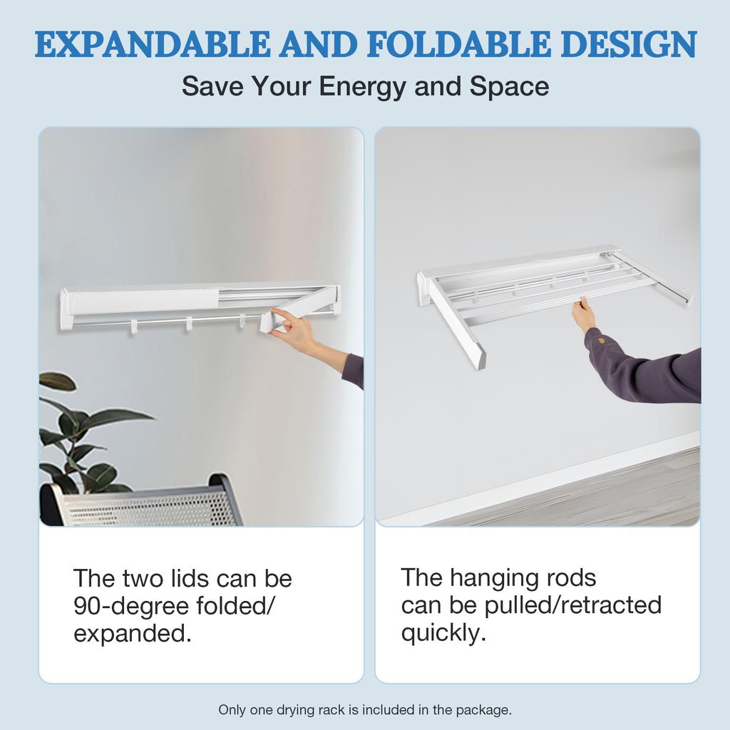 Retractable Wall Mounted Laundry Drying Rack Foldable Aluminum Holder for Balcony Bathroom Clothes Towel