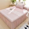 Princess Style Cooling Bed Skirt Set with Ruffled Lace Bedspread - Ice Silk Bean Mat for Summer