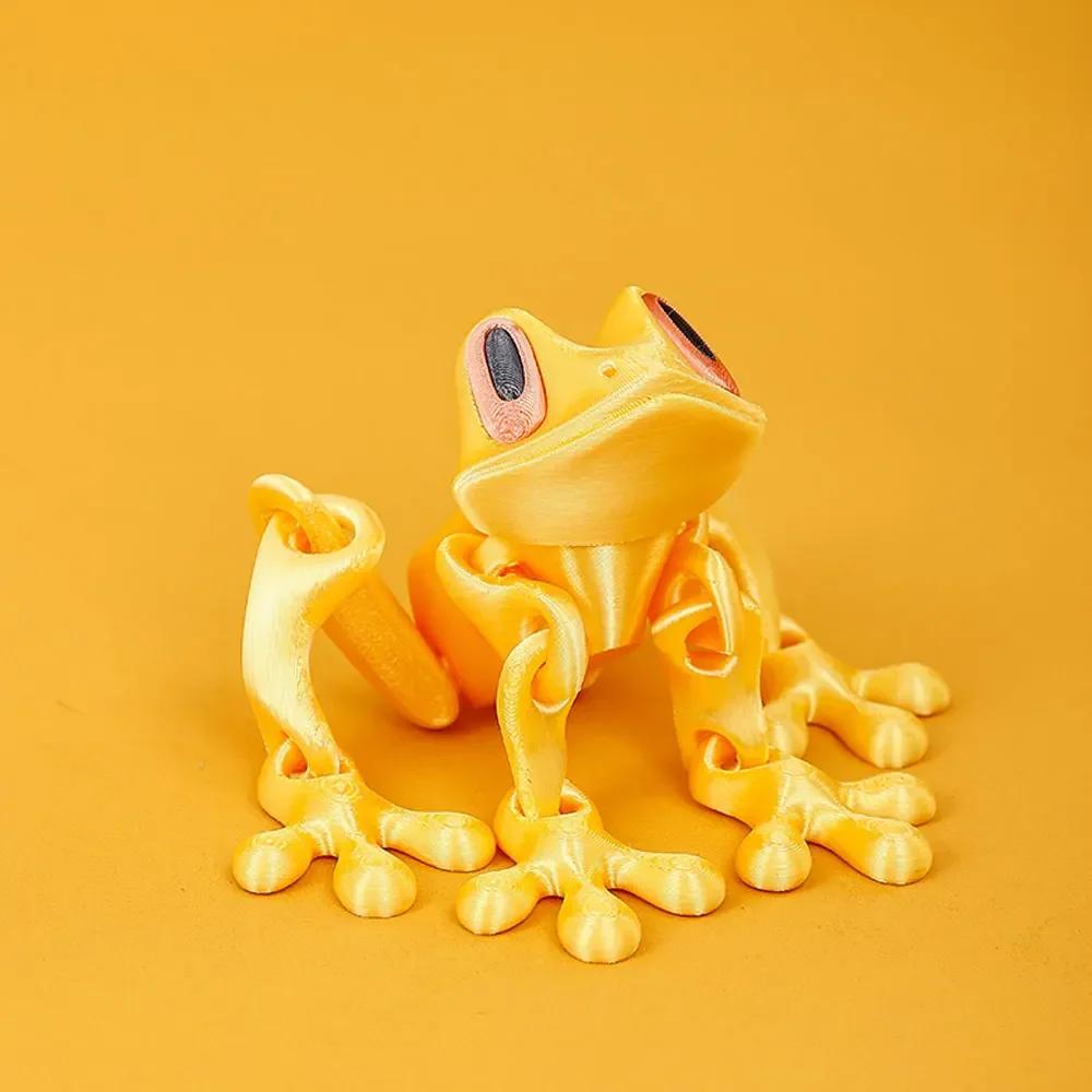 Stampa 3D Simulazione Rana di Fiume Articolata Rana Mobile Ornamenti Cucina Decorazione Casa Ufficio Animale Scrivania Giocattolo Magnete per Frigorifero