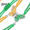 Durable Wax Cord Bracelet 2Pcs/Set Couple Adjustable Rope Butterflies Pendant