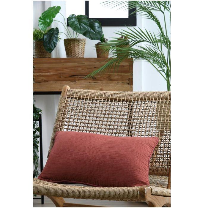 Coussin en gaze de coton 30 x 50 cm Pop colors terracotta