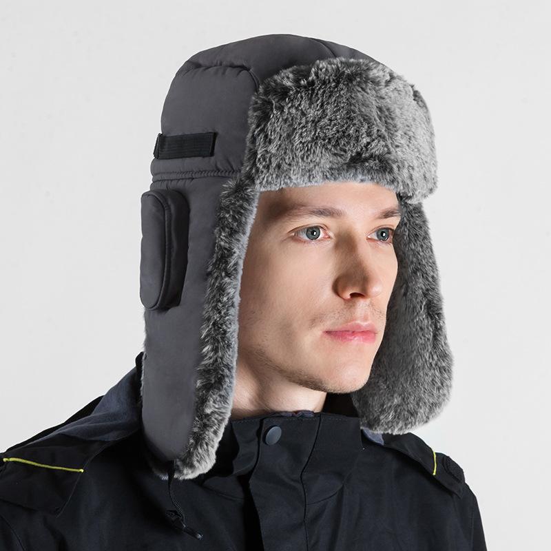 Men's and women's winter warm and cold imitation rabbit fur, piled and thickened waterproof, full protective warm hat, ski cap