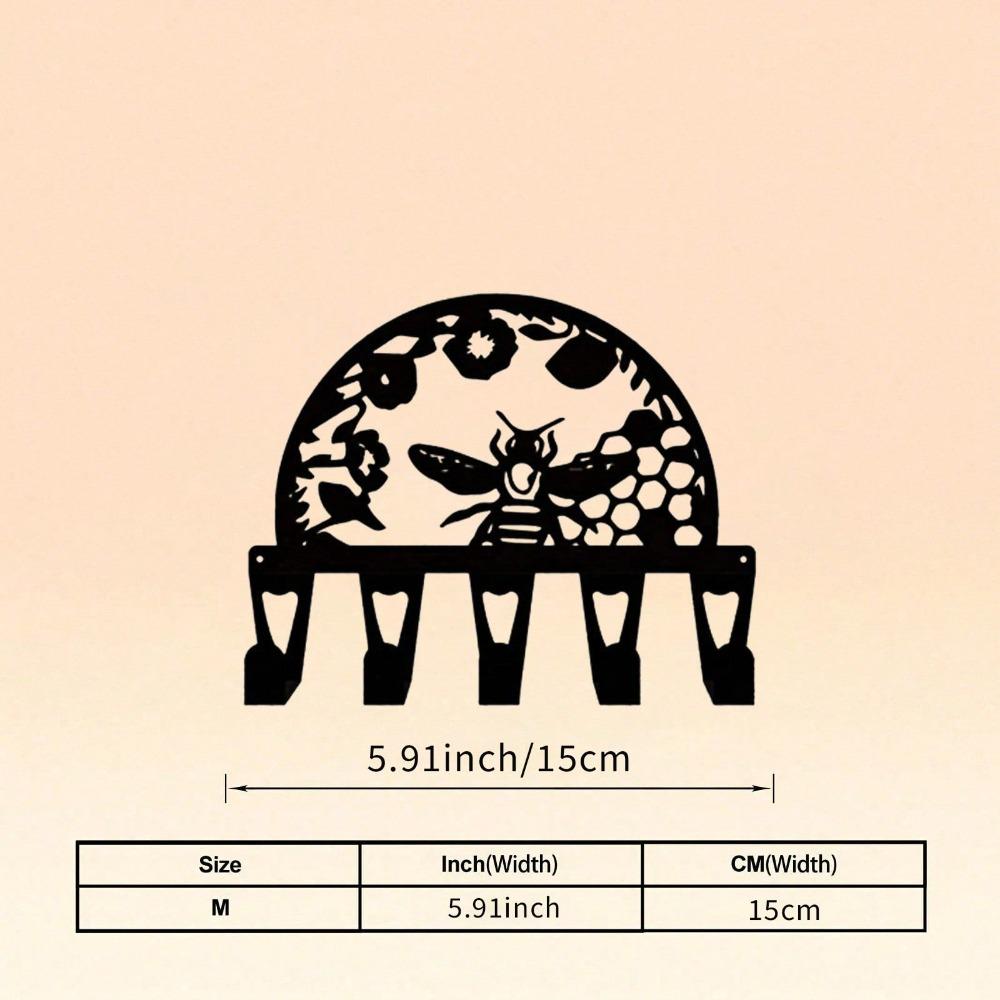 Honeycomb Bee Key Holder Wall Art Metal Key Rack 5 Hooks Hand Forged Iron Entryway Decor Animal Lover Gift Home Decoration TY-101099