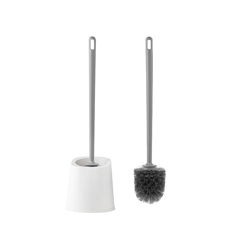 Punch-Free Long-Handled Toilet Brush with Base – Thickened Plastic for Bathroom Cleaning