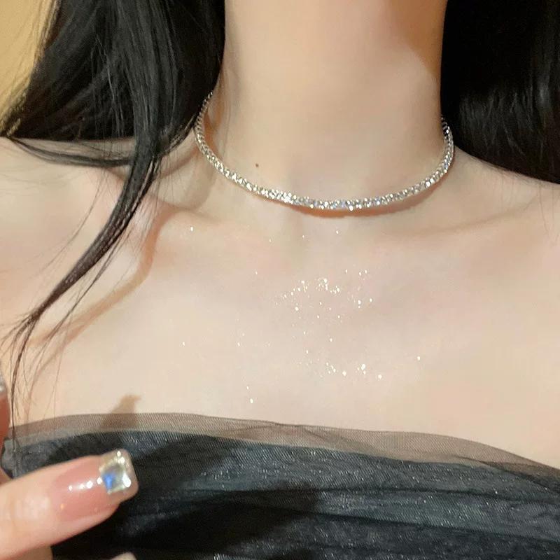 Fashion Exaggerated Diamond Bows Pearl Necklace Niche Style Temperament Clavicle Chain Affordable Luxury Fashion Fancy Ornament Women серебряный