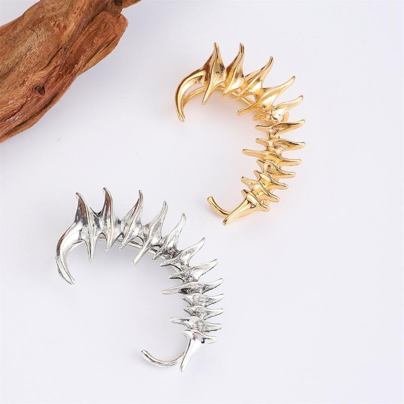Unique Mechanical Skeleton Ear Cuff Gothic Skeletons Spikes Ear Hook Trendy Silver/Gold Color Earrings for Couples