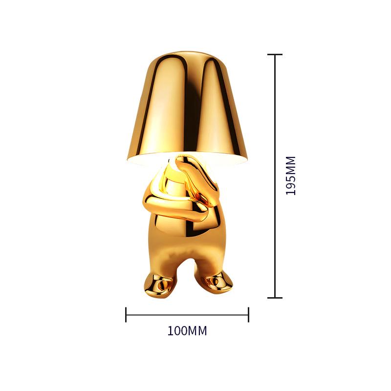 Golden Man Charging Desk Lamp: Modern Minimalist Figurine for Creative Decor & High-End Ambiance