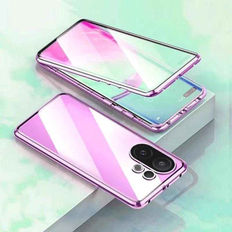 Kovový rám 360 Plná ochrana Pouzdro Pro Vivo X200 FE Magnetická Adsorpce Oboustranný Kryt z Tvrzeného Skla Pro VIVO S30 Pro mini