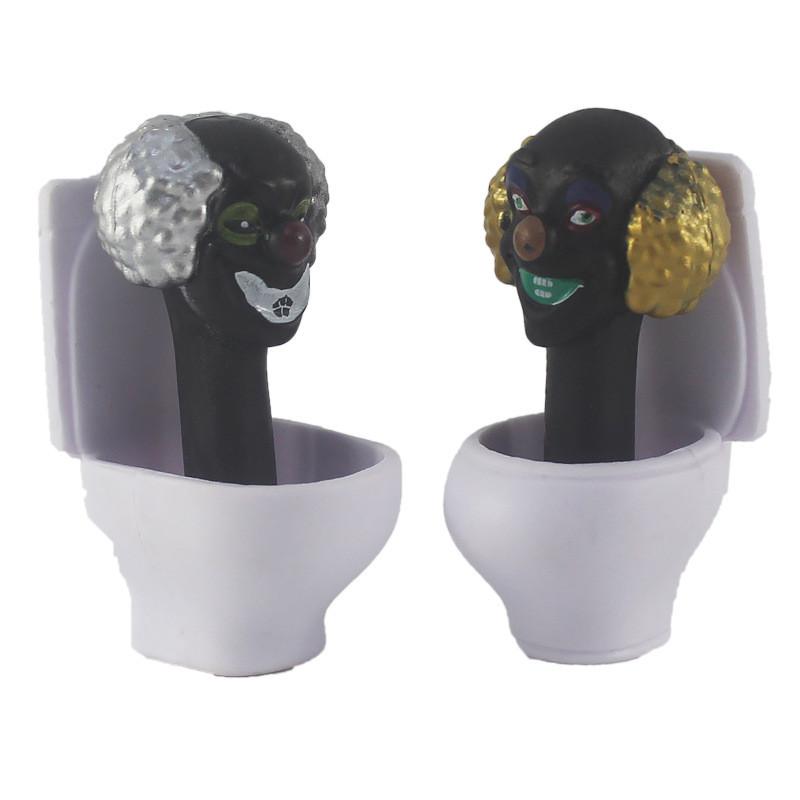 4.5 Inch Pvc Toilet Tv Human Model Figurine Clock Office Desk Decor Set Of 12
