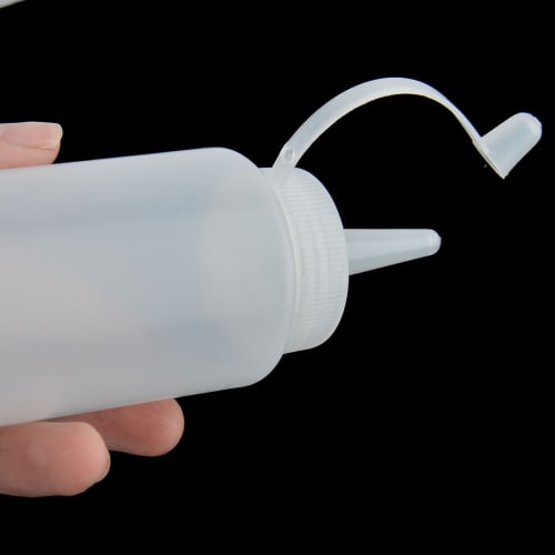 Uxcell Plastic Condiment Bottles for Oil and Sauces, Dispenser with Nozzle Caps, White, 200ml, Set of 2