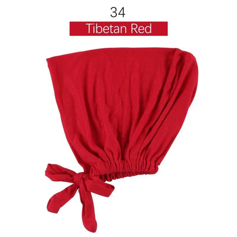 Solid Color Elastic Tie-Back Modal Undercap Hijab Scarf Adjustable Kufi Cap