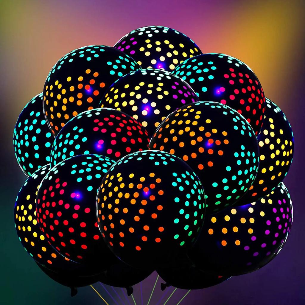 10/20pcs 12inch Fluorescent Balloon Dots Heart Star Latex Balloons  Birthday Wedding Christmas Party Decoration Kids Gifts
