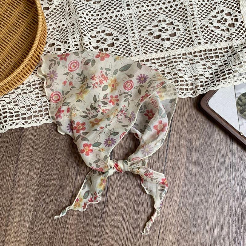 

Triangle scarf scarf women s silk scarf high-end new summer sunscreen headscarf summer women s pastoral headband tied bag streamer