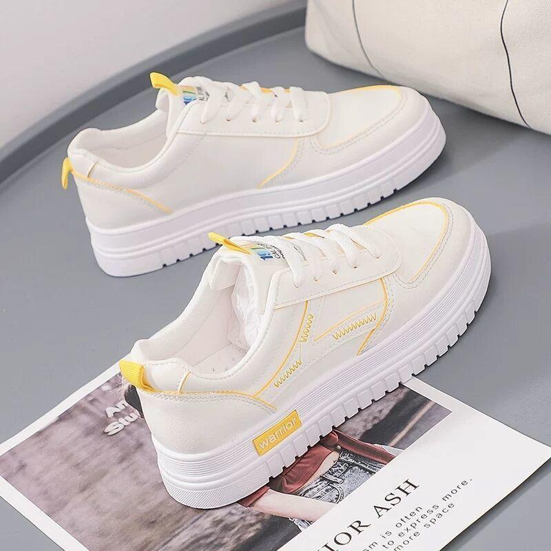 Spring new breathable spring and autumn board shoes student leather flat-soled sports trendy shoes 35 жёлтый