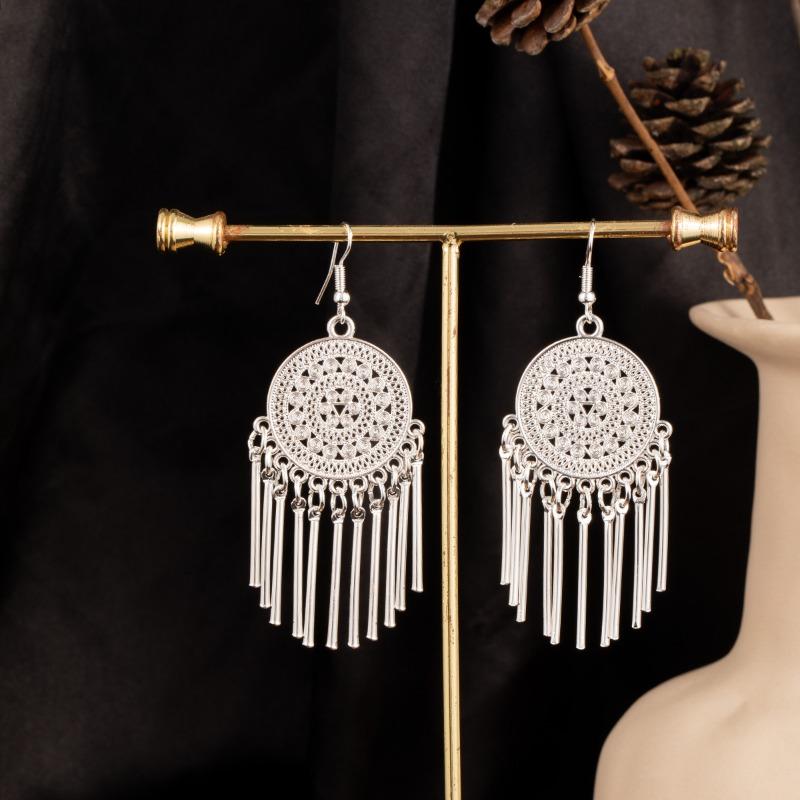 New Miao Long Tassel Minority Earrings, Light Luxury Miao Silver Exaggerated Fashion Temperament Earrings