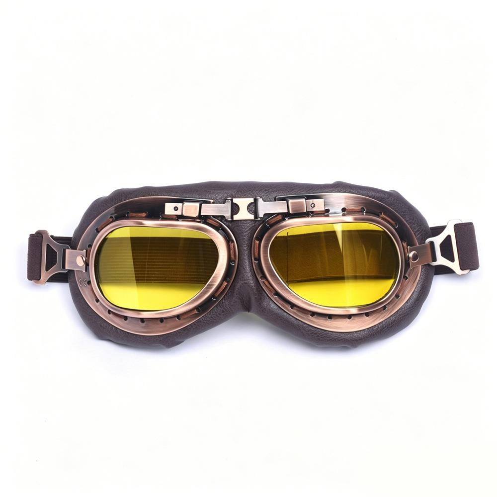 Retro Harley motorcycle helmet goggles, outdoor sand-proof and off-road riding glasses, windproof and bronze-colored goggles