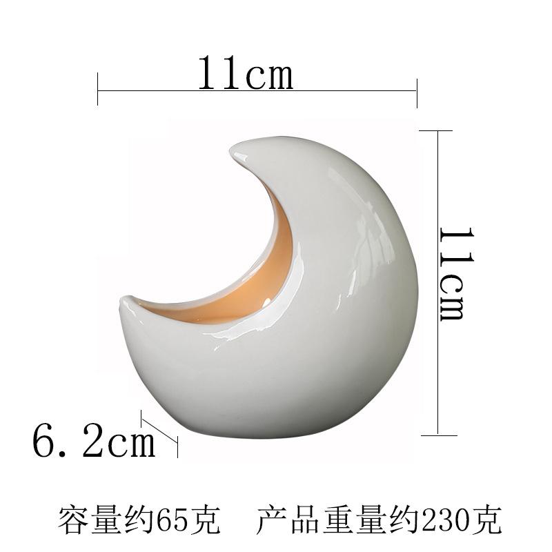 Creative Scented Candle Cup Ceramic Moon-Shaped Candle Holder Holiday Couple Ornament Cartoon Candle Holder white moon cup (excluding scented candle