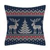 New Dark Blue Wool Knitted Style Christmas Linen Pillowcase Cartoon Sofa Pillowcase Cushion