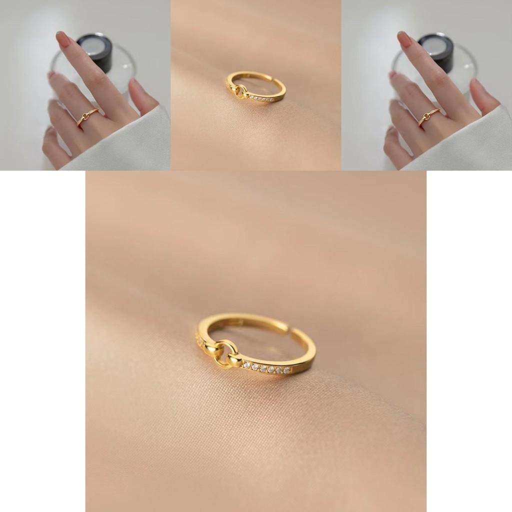 Stylish Adjustable Geometric Round Diamond Ring Copper Gold Ideal For Gifting