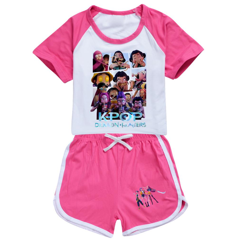 4997 Kids Girls POP Rumi Zoey Mira Print T-shirt Shorts Sport Tracksuit Clothes Set