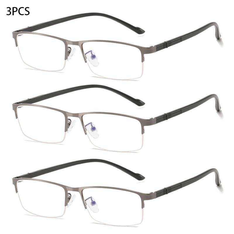 3PCS Semi-Rimless Reading Glasses Presbyopia Eyeglasses Women Men Anti Blue Rays Computer Hyperopia Spectacles +1.0 +1.5 To +4.0