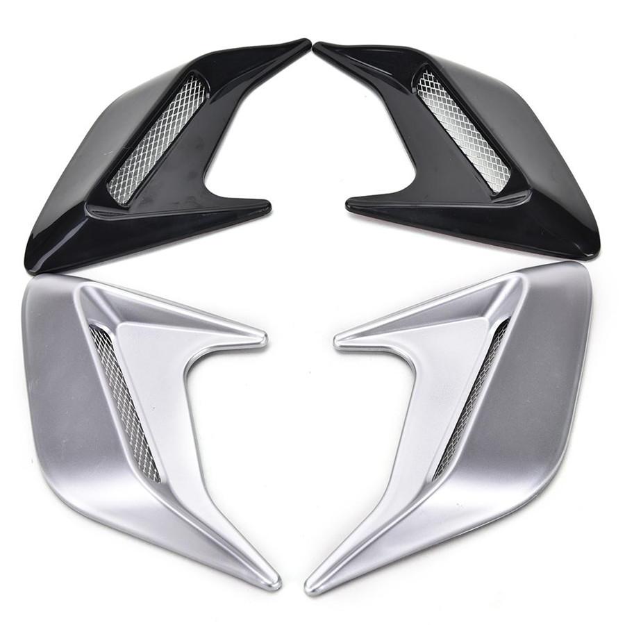 2PCS DIY Shark fins Car Body Side Air Flow Vent Grille Decorative Stickers Kits