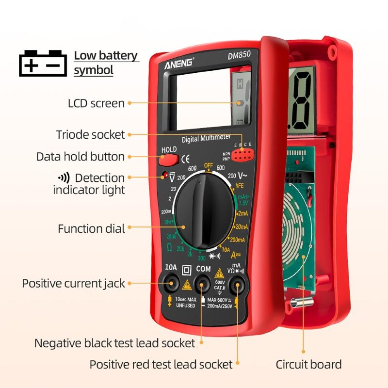 A-neng Dm850 Automotive Multimeter Rms Multimeter Voltage for Smart Voltmeter Pliers Amper Capacimeter Electric Tools