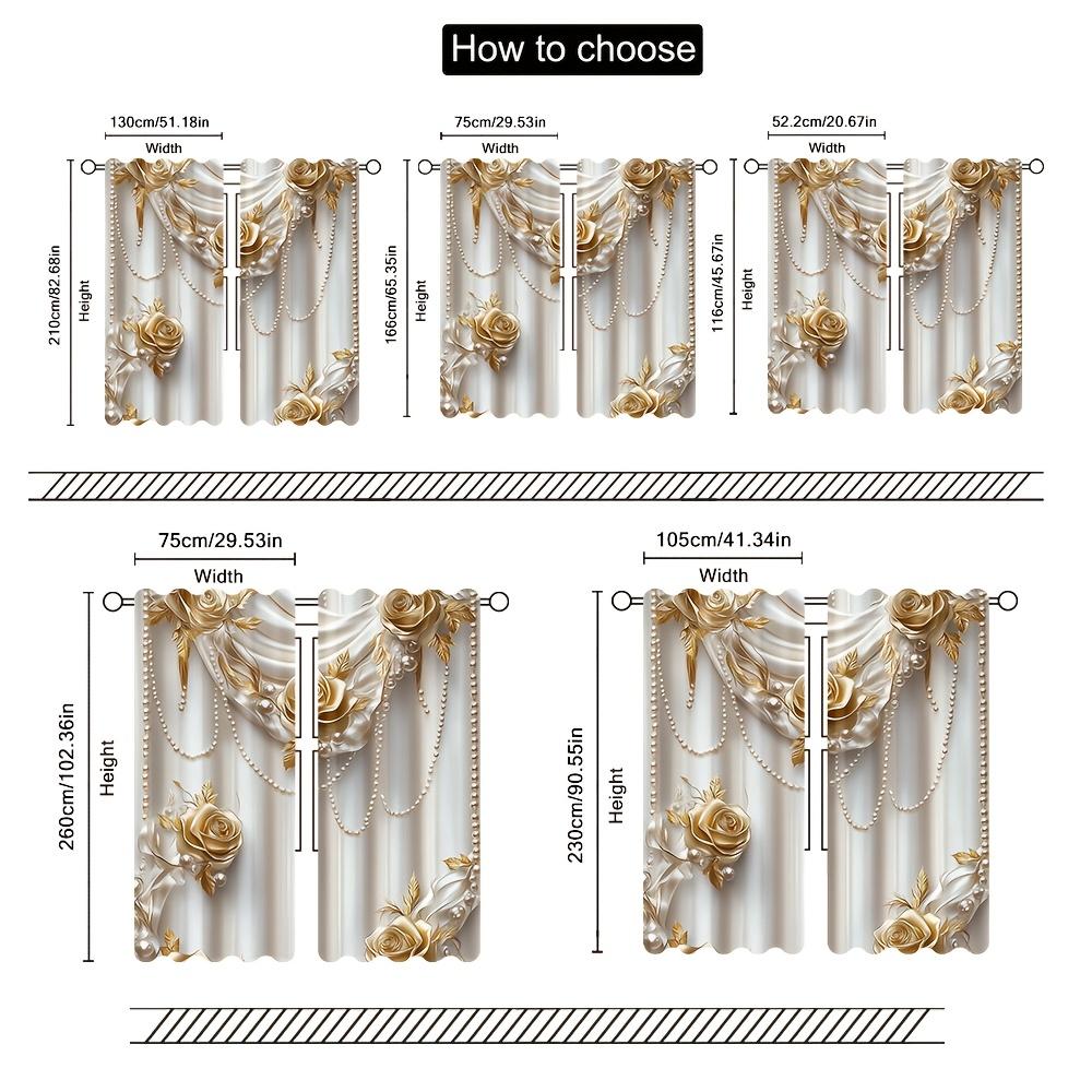 Set Of 2 Elegant Flat Gold Vintage Print Curtains Dining Room Bedroom Living Curtain With Rod Pocket Polyester Perfect For Great