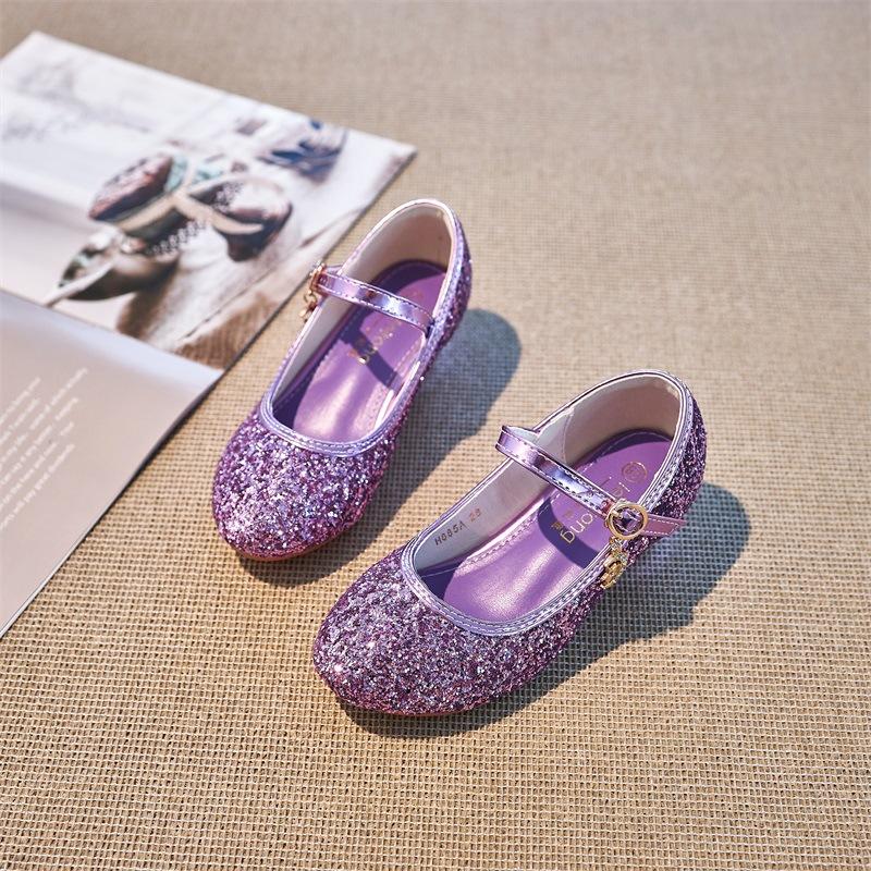Children's High Heels Fashion Spring Autumn Girls' Single Shoes Little Girls gold silver Non-Slip Shoes Host Performance Shoes