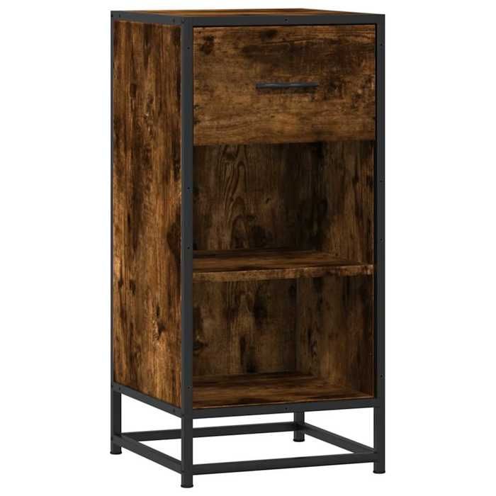 VidaXL Buffet chêne fumé 35,5x35x76 cm bois d'ingénierie et métal, armoire de rangement, meuble d'entrée, meuble d'appoint 848956