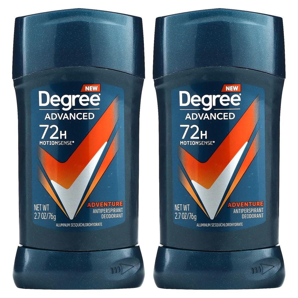 Degree Advanced 72-Hour MotionSens, Antitranspirant-Deodorant, Abenteuer, 2 Packungen, 76 g (2,7 Unzen) jeder