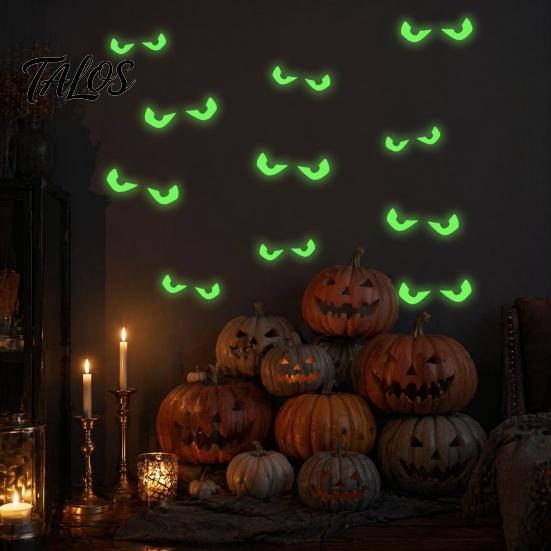 DIY Halloween Wall Decorations Glow in The Dark Demon Eye Stickers, Scary Luminous Ghost Energy-saving Light Stickers Eyeball Decals, Waterproof