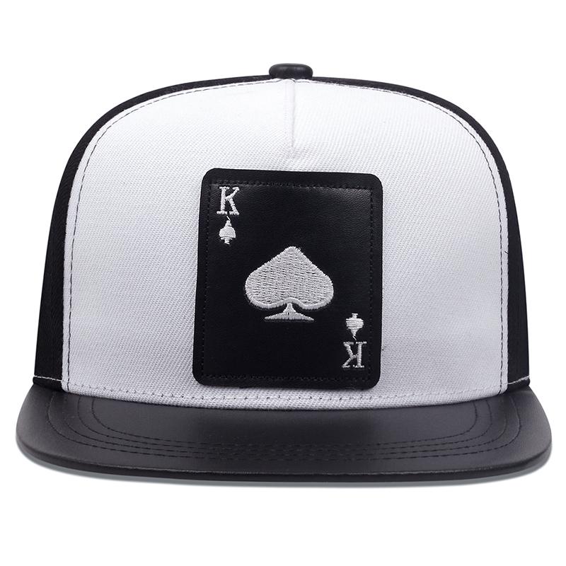 King Leather Playing Card Embroidered Baseball Caps Hip Hop Caps For Men Women Outdoor Sun Hat Unisex Adjustable Snapback Hats