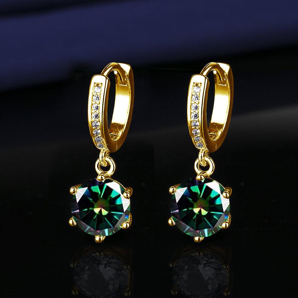 Elegante Mode Kwast Zesklauw Twee Karaat Imitatie Moissanite Oorbellen voor Vrouwen